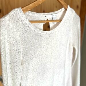 🎈White House Black Market White Sweater with Metallic Accents
